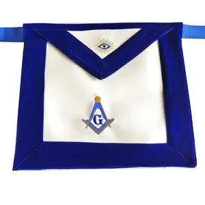 Masonic Apron Wholesale Custom Hand Embroidered Logo Blue Lodge Masonic Apron Full Sets Masonic Office Apron