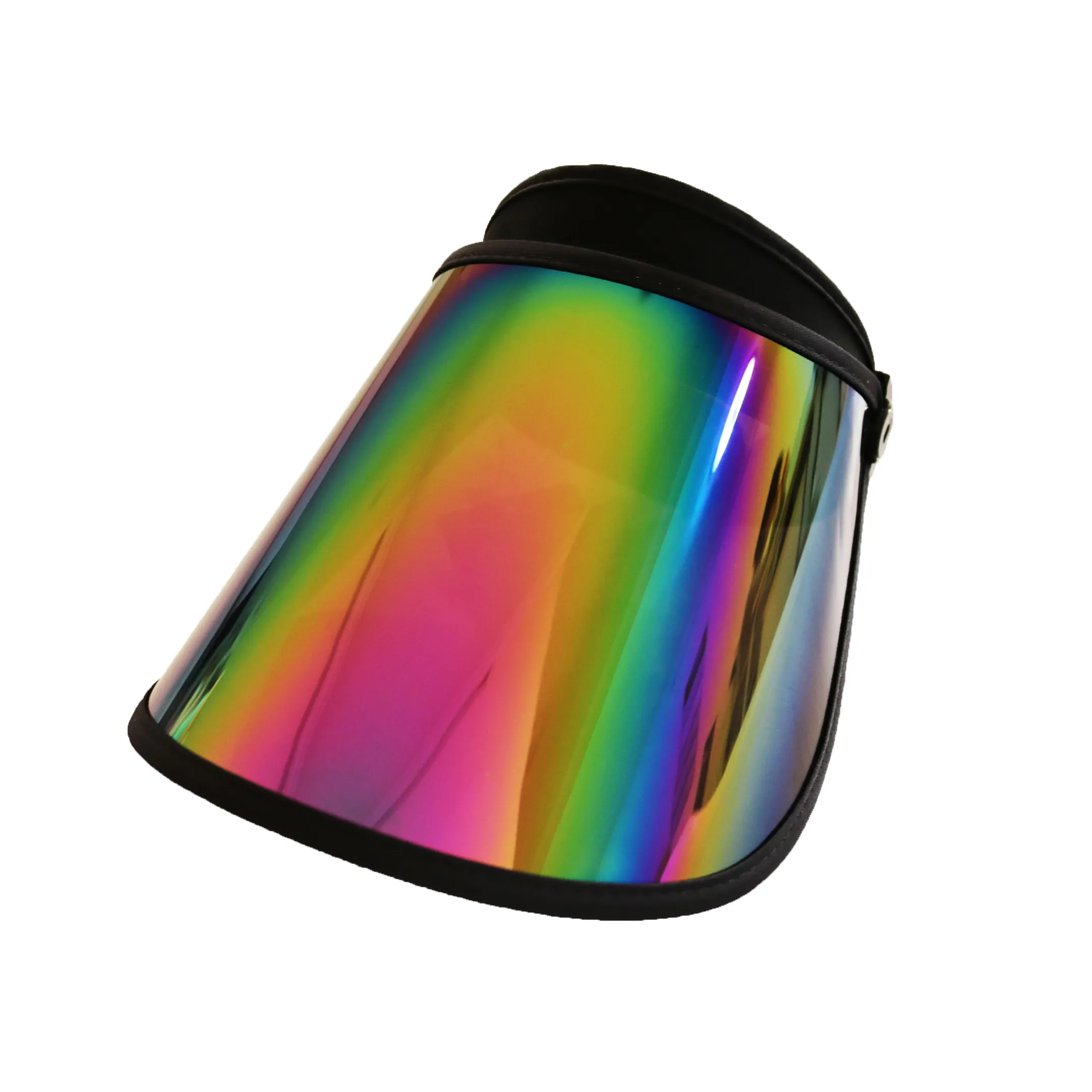 New Arrival Soft Plastic Shield Mirrored Color Lens Hat Sun Visor Cap Beach Outdoor Sport Uv Protection
