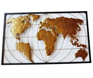 3D home wall decor copper Metal World Map