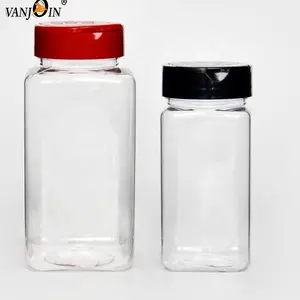 180ml 300ml 360ml 500ml PET Spice Gläser Leeren Flaschen w/schwarz gießen und Shaker Deckel 8 unzen 250ml Gewürz Gewürz würze jar