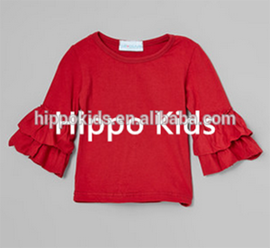 Manga de campana tbaby chica ropa al por mayor glaseado de camisa de arándano volantes superior - Product Image 1