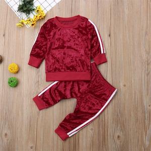De moda multicolor niñas ropa de niños conjunto de ropa de manga larga tops + Pantalones bebé niño Otoño de <span class=keywords><strong>terciopelo</strong></span> trajes - Product Image 5