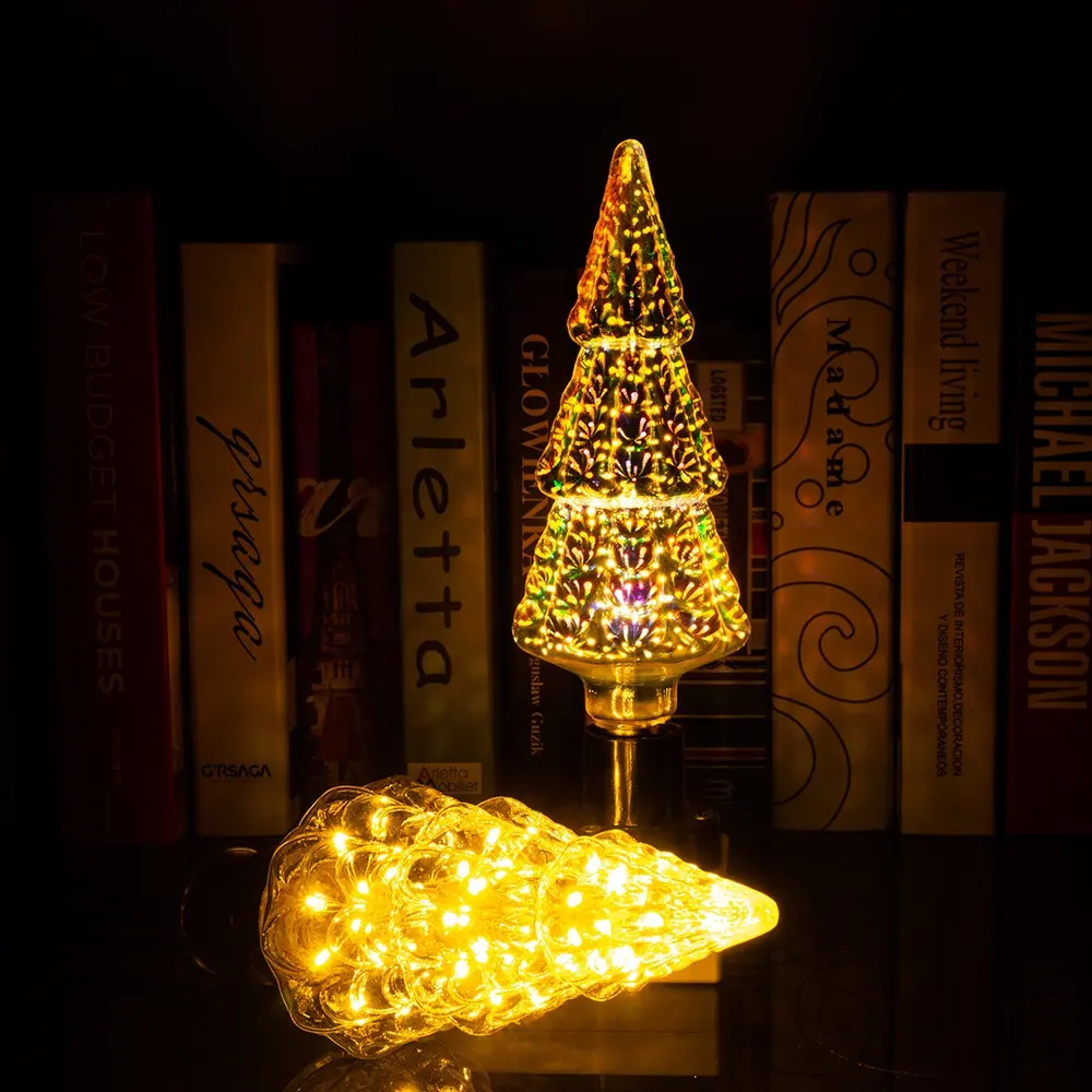 Christmas Decoration Holiday E27 85-265V 3D Glass LED Fireworks Light Bulb For Home Lighting