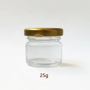 25 مللي زجاجة مستديرة من الزجاج مع غطاء لوحة الصفيح زجاجة الطعام عسل النحل جرة المربى