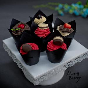 <span class=keywords><strong>Pirottini</strong></span> a Tulipano Neri Antiaderenti per Dolci/<span class=keywords><strong>Muffin</strong></span>/Torte -- Base 2 Pollici - Product Image 3