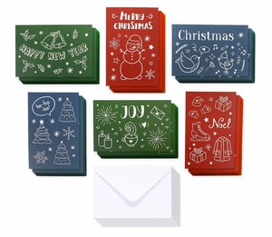 Cartes De Voeux de noël En Vrac Boîte Ensemble-Assorties Hiver Vacances De Noël Cartes De Voeux dans 6 Illustré Doodle Dessins - Product Image 1