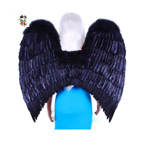 Costume da festa per adulti fatto a mano grandi <span class=keywords><strong>ali</strong></span> d'<span class=keywords><strong>angelo</strong></span> in piuma nera HPC-0856 - Product Image 1