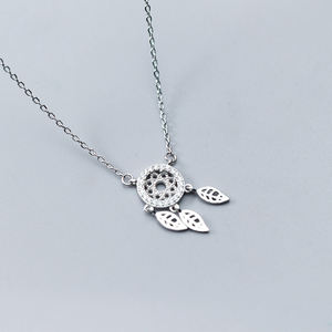 925 स्टर्लिंग चांदी Dreamcatcher पंख आकर्षण हार लटकन महिलाओं सपना पकड़ने लटकन बयान अवस्र्द्ध हार - Product Image 1