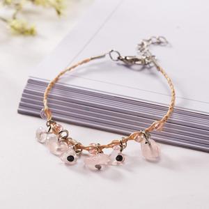 Summer Minimalist Raw <strong>Amethyst</strong> Crystal <strong>Bracelet</strong> Multicolor Stone Weave Rope <strong>Bracelet</strong> for Women - Product Image 3