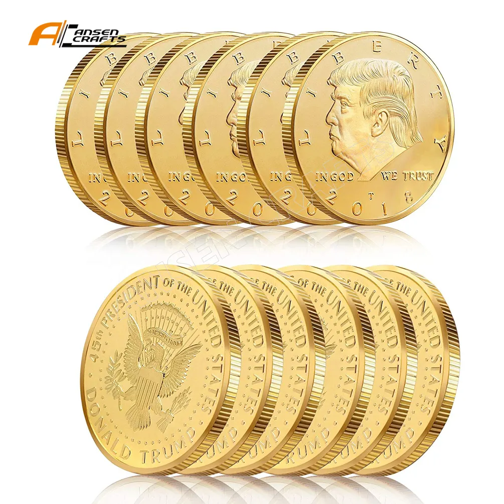 12Pack-Donald אסימון 2018 24k זהב מצופה אסיפה 45th נשיא ארצות הברית מקורי עיצוב טראמפ זהב מטבע