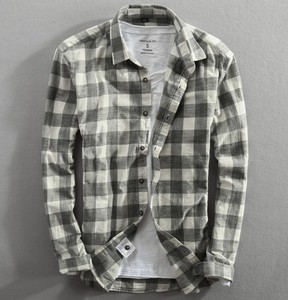 <span class=keywords><strong>Camicia</strong></span> Casual da Uomo <span class=keywords><strong>Oversize</strong></span> Vintage in Misto <span class=keywords><strong>Lino</strong></span> Cotone Tinto in Filo a Quadri, con Bottoni, Maniche Lunghe, Traspirante e Antipiega - Product Image 3