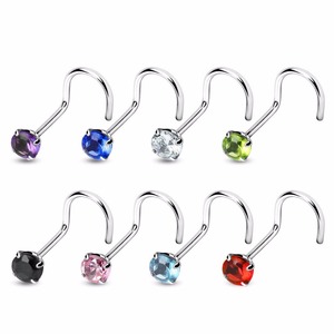 <span class=keywords><strong>Acciaio</strong></span> <span class=keywords><strong>chirurgico</strong></span> del Naso Della Vite Prigioniera Degli Anelli 20G CZ Curve Piercing Sul Naso dei monili del corpo - Product Image 1
