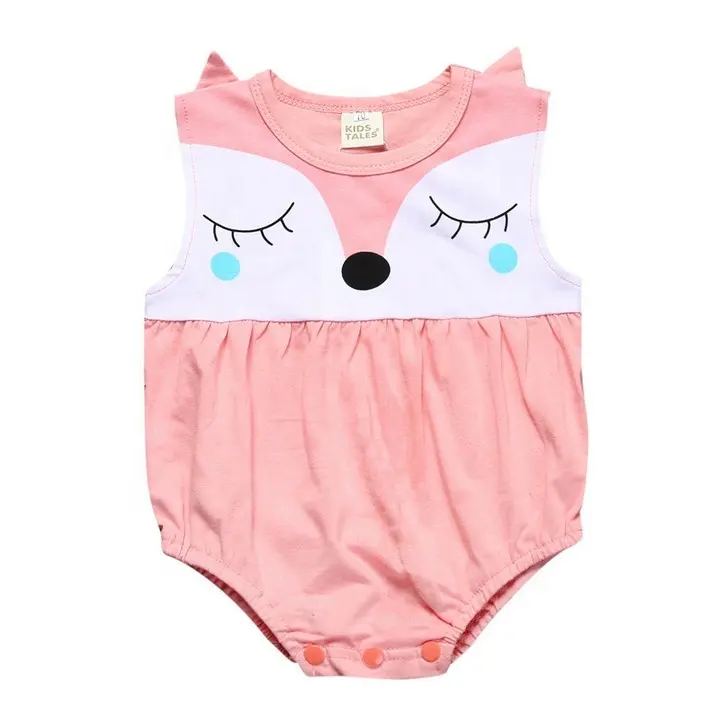 Ins Style Cartoon Fox Summer Baby Clothing Infant Rompers for Boys and Girls