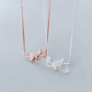 Wholesale Fashion Jewelry Crystal Cat Pendant 925 Sterling Silver Necklaces For Women Jewelry 2019