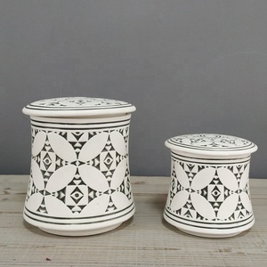 Antiguo regalo de artesanía mate vacía <span class=keywords><strong>casa</strong></span> única, decoración de lujo de vela de cerámica contenedores con tapas - Product Image 1