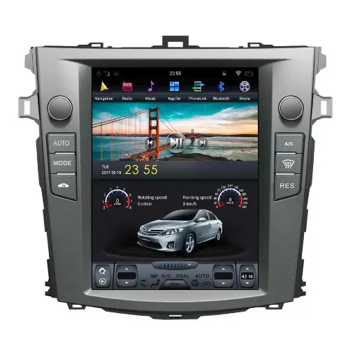 Autoradio 10.4 ", android 9.0, gps, lecteur multimédia, dvd, écran Vertical type Tesla, pour voiture toyota corolla (2006-2013)