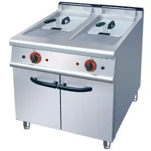 Freidora equipamento de cozinha, equipamento de cozinha profissional industrial elétrico 2-tanque 2 cesta fritadeira profunda com armário
