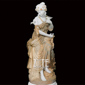 Estatua de mármol tallada a mano de hermosa chica, diseños populares - Product Image 2