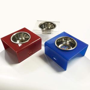 Acrílico Elevada Cão e Gato Pet Alimentador Cor Azul, 1/2/3 Tigelas Levante Stand (2 Quart Capacidade), 3/8 "Grosso - Product Image 5