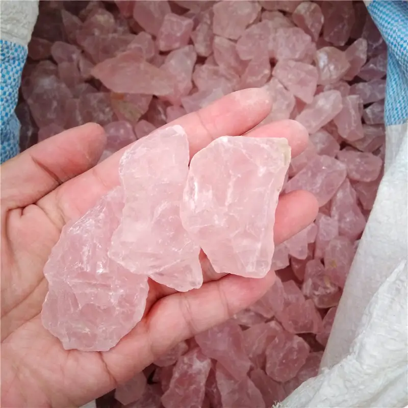 Natural raw rose quartz rough stone pink crystal stone for sale