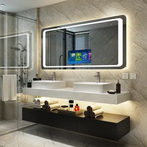 Washroom Led Lighting Lcd Advertising Magic Mirror TV Display
