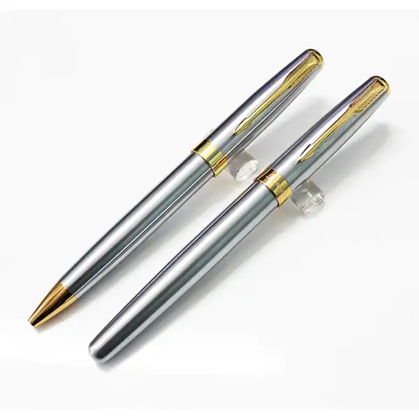 RCFO-025 High End Custom Design Brush Silver Gold Trimmings Luxury Metal Baoer Fountain Pens