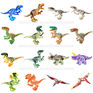 Plastic <strong>Building</strong> <strong>Blocks</strong> Jurassic Dinosaur Toys Red Tyrannosaurus Rex with Golden <strong>Pattern</strong> Animal Bricks for Children (DE226D) - Product Image 4