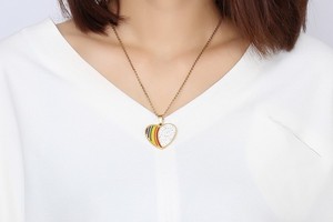 Vogue Lgbt joyería Arco Iris corazón colgante lesbiana collar - Product Image 6