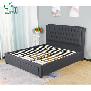 Luxury California Hotel Storage Modern Velvet Full Platform Single Doiuble Twin King Queen Size Bed Frame con <span class=keywords><strong>testiera</strong></span> portaoggetti - Product Image 4