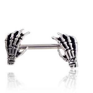 <strong>Skull</strong> Hand Piercing <strong>Shield</strong> <strong>Nipple</strong> Piercing Sexy Bar Rings Body Jewelry