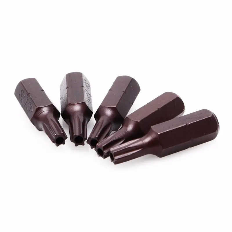 12Pcs 25mm 1/4 "Hex Shank מגנטי T15 T20 T25 T30 T40 T50 Torx אבטחת מברג ביטים עם חור L15