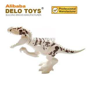 プラスチック製のビルディングブロックは、ジュラ紀の恐竜シリーズの白いティラノサウルスレックスに斑点を付けています子供のための動物のおもちゃ (DE194D)
