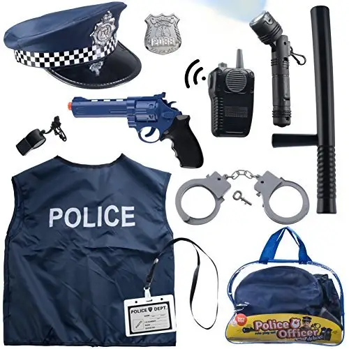 12pcs police costume for child,kids police role play set stock in carrying bag