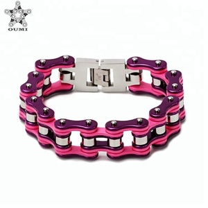 <span class=keywords><strong>Moto</strong></span> Chaîne Bracelets Colorés <span class=keywords><strong>Sportif</strong></span> Punk Titane acier Biker Main Chaîne bracelet pour les femmes - Product Image 1