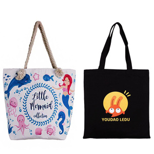 Eco-Friendly Reusable Zipper Women's Small Handbags Customizable Striped Canvas Tote Bags for Shopping-Promotional Gift