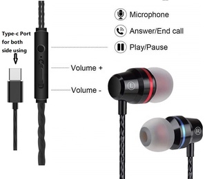 סוג C Wired זול מתכת בס נייד טלפון אוזניות עם מיקרופון - Product Image 3