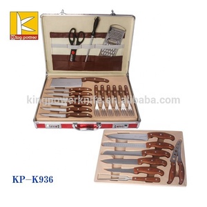 Juego de cuchillos de cocina de acero inoxidable, con estuche de aluminio, estilo egipcio, 25 unidades - Product Image 2