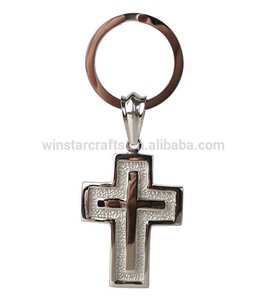 OEM <span class=keywords><strong>precio</strong></span> directo de fábrica 3D plata Cruz Metal religiosa llavero anillo de llave <span class=keywords><strong>China</strong></span> - Product Image 3