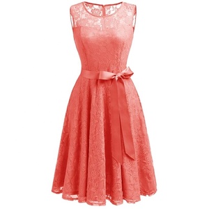 Robes de <span class=keywords><strong>demoiselle</strong></span> <span class=keywords><strong>d</strong></span>'<span class=keywords><strong>honneur</strong></span> Vintage, couleur <span class=keywords><strong>corail</strong></span>, rose blanc, longueur aux genoux en dentelle - Product Image 2