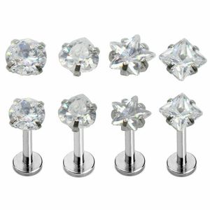 CZ Gemma Con Filettatura Interna 16g Labret Della Vite Prigioniera Tragus <span class=keywords><strong>Piercing</strong></span> Cartilagine <span class=keywords><strong>Orecchino</strong></span> - Product Image 1