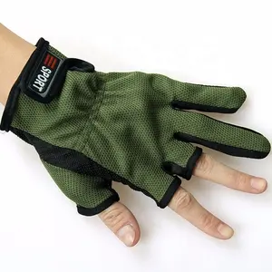 Guantes de pesca de medio dedo para deportes al aire libre para hombre y mujer, protector solar, sombrilla de seda de hielo, transpirables, de verano