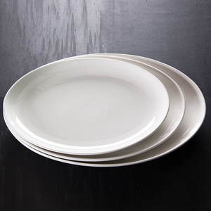 En gros maison vaisselle ovale plats assiette en porcelaine blanche en vrac - Product Image 4