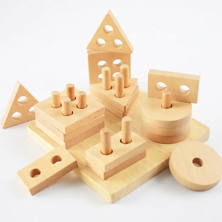 Geometria Forma di Apprendimento Bambino di Legno Montessori Di Puzzle di Apprendimento Precoce Giocattolo Educativo