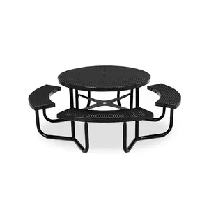 Ngoài Hiên Lớn Sang Trọng Thông Tư Dã Ngoại Bảng Ngoài Trời Thép Đục Lỗ Bàn Ăn Với Umbrella - Product Image 1