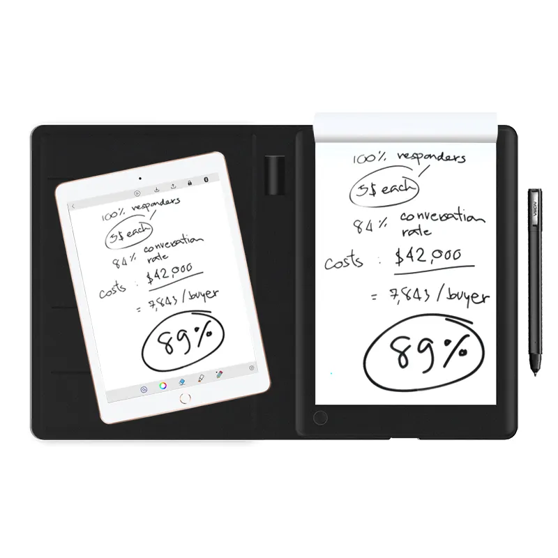Meilleure vente tablette d'écriture sans fil bloc-notes numérique avec A5 notebook fonction de synchronisation du papier planche à croquis intelligente