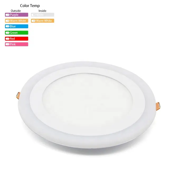 Indoor lighting 24 + 12w recessed two color led panel light round ceiling bubble frame modern lamp