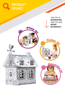 Niños <span class=keywords><strong>3D</strong></span> rompecabezas DIY cartón Casa de color del Doodle del Aqua con jadeo pluma - Product Image 2