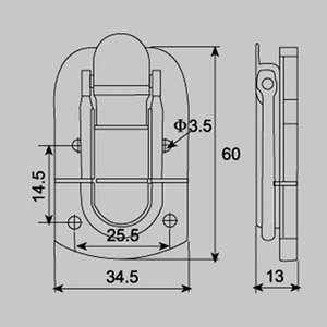 Serrature per custodie per chitarre in ferro, chiusura a scatto cromata FS1030 - Product Image 4
