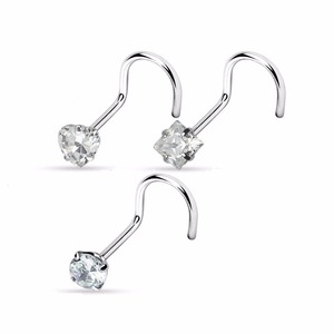 <span class=keywords><strong>Acciaio</strong></span> <span class=keywords><strong>chirurgico</strong></span> del Naso Della Vite Prigioniera Degli Anelli 20G CZ Curve Piercing Sul Naso dei monili del corpo - Product Image 3