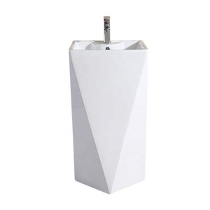 Di alta Qualità In Ceramica Dissipatore di Trasporto in piedi Bacino bagni a forma di diamante di un pezzo piedistallo <span class=keywords><strong>mano</strong></span> <span class=keywords><strong>lavabo</strong></span> - Product Image 3